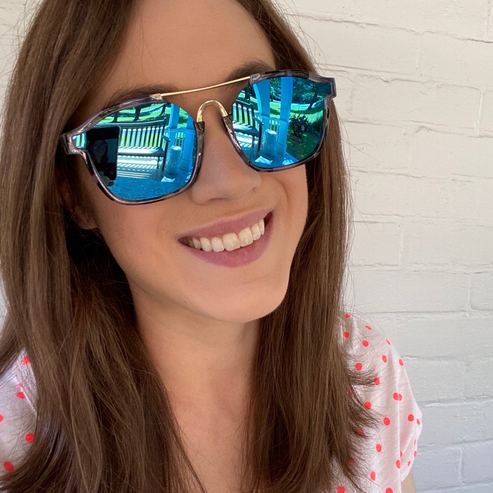 "Hadley" Sunglasses || Blue Mirror Speckled - Picture 5 of 8